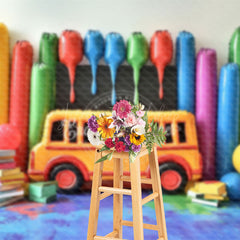Lofaris Bus Chalkboard Back To School Photography Backdrop