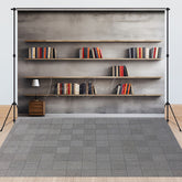 Lofaris Business Gray Wall Book Stone Floor Combo Set Backdrop