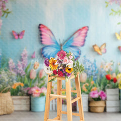 Lofaris Butterflies Flying Floral Wall Spring Backdrop