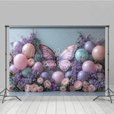 Lofaris Butterfly and Balloon Photography Backdrop Purple Pink Floral Enchanted Wedding or Birthday Photo Booth