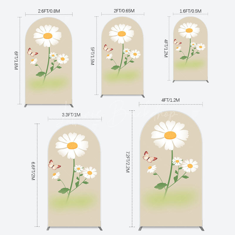 Lofaris Butterfly And Daisy Floral Birthday Arch Backdrop