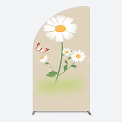 Lofaris Butterfly And Daisy Floral Birthday Half Moon Arch Backdrop