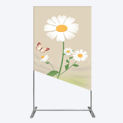 Lofaris Butterfly And Daisy Floral Birthday Rectangle Backdrop
