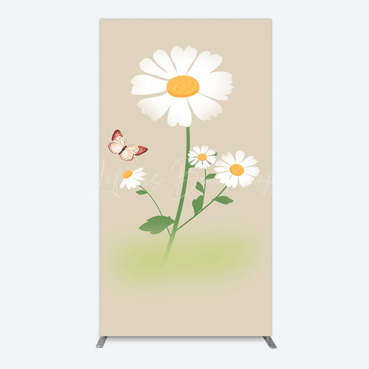 Lofaris Butterfly And Daisy Floral Birthday Rectangle Backdrop