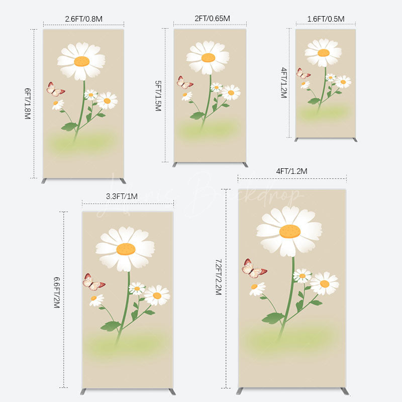 Lofaris Butterfly And Daisy Floral Birthday Rectangle Backdrop
