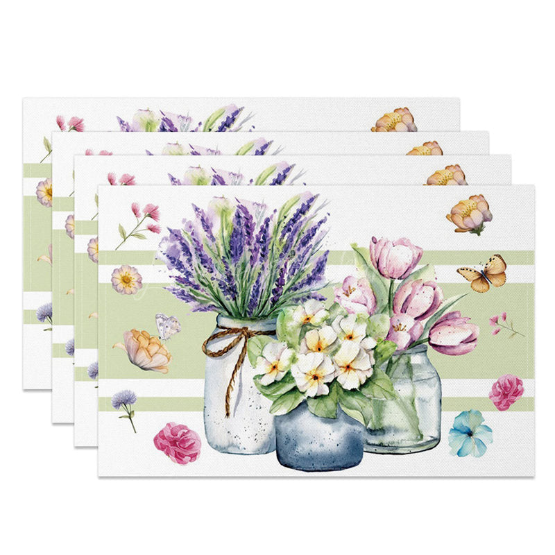 Lofaris Butterfly Floral Vases Spring Set of 4 Placemats