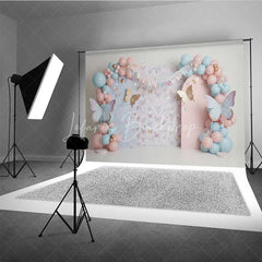 Lofaris Butterfly Garden Photography Backdrop Pastel Floral and Balloons Birthday Background