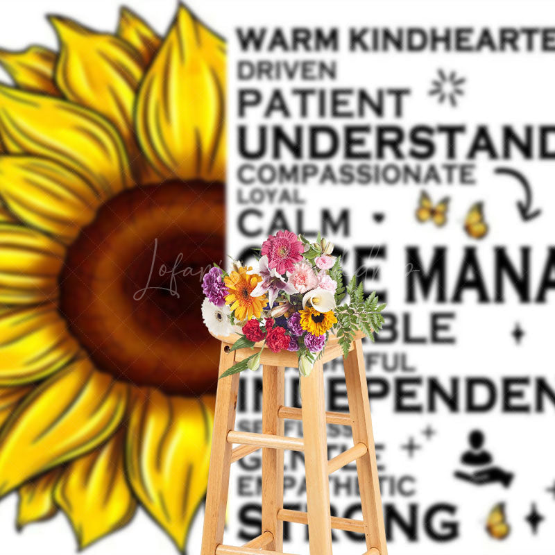 Lofaris Butterfly Sunflower Sweet Hearts And Hands Backdrop
