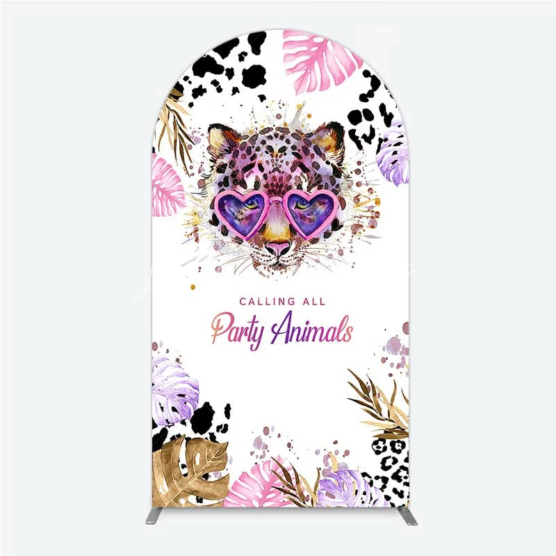 Lofaris Calling All Party Animals Arch Backdrop Wild Leopard Pink Glasses Safari Decor