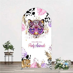Lofaris Calling All Party Animals Arch Backdrop Wild Leopard Pink Glasses Safari Decor