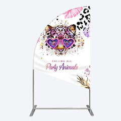 Lofaris Calling All Party Animals Half Moon Arch Backdrop Wild Leopard Pink Glasses Safari Decor