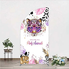 Lofaris Calling All Party Animals Half Moon Arch Backdrop Wild Leopard Pink Glasses Safari Decor