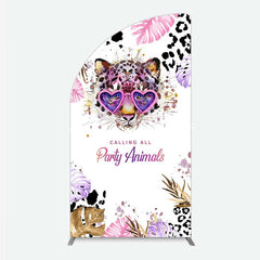 Lofaris Calling All Party Animals Half Moon Arch Backdrop Wild Leopard Pink Glasses Safari Decor