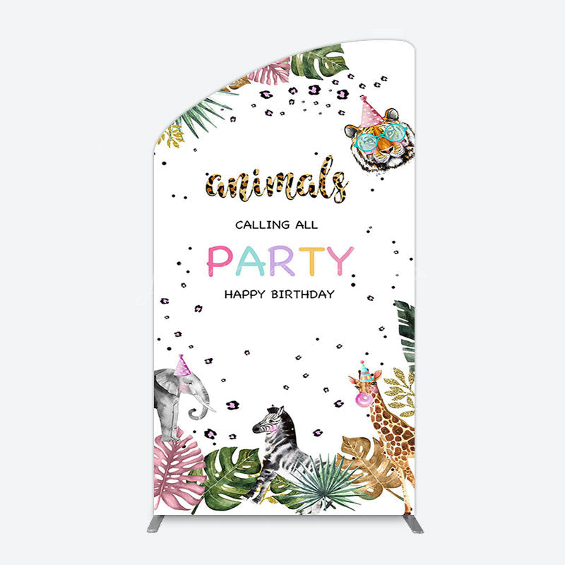 Lofaris Calling All Safari Animals Birthday Arch Backdrop