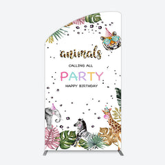 Lofaris Calling All Safari Animals Birthday Arch Backdrop