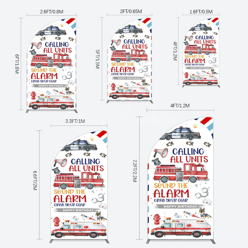 Lofaris Calling All Units Theme Happy Birthday Half Moon Arch Backdrop