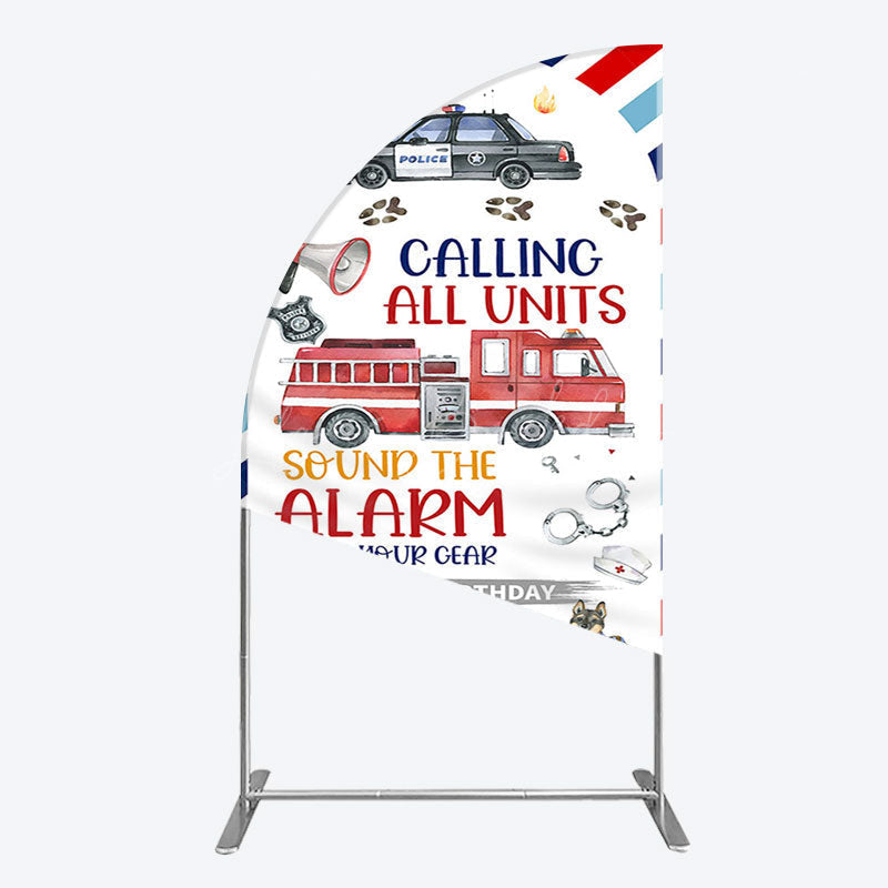 Lofaris Calling All Units Theme Happy Birthday Half Moon Arch Backdrop