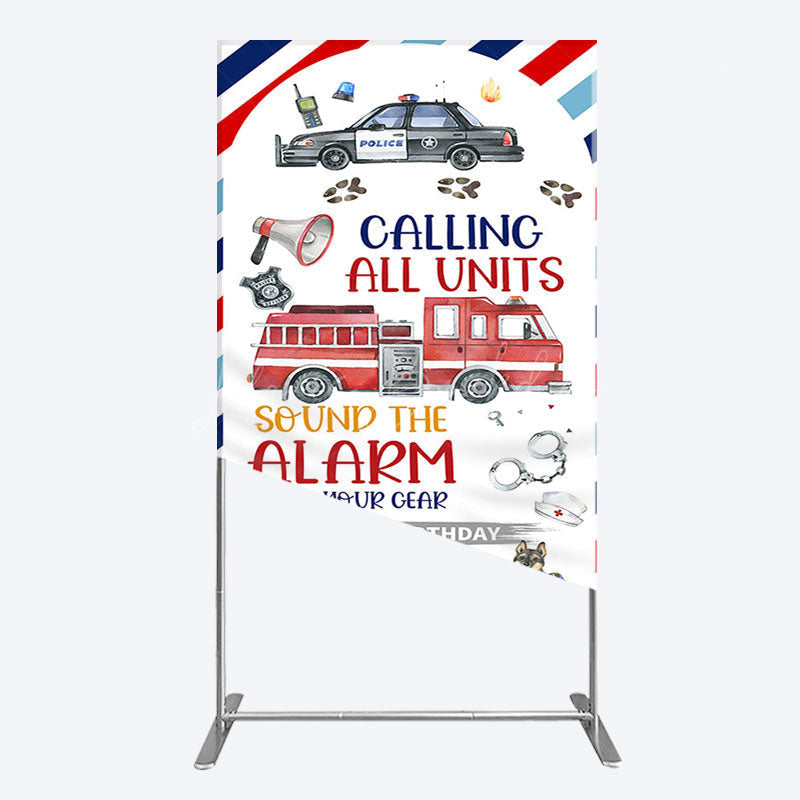 Lofaris Calling All Units Theme Happy Birthday Rectangle Backdrop