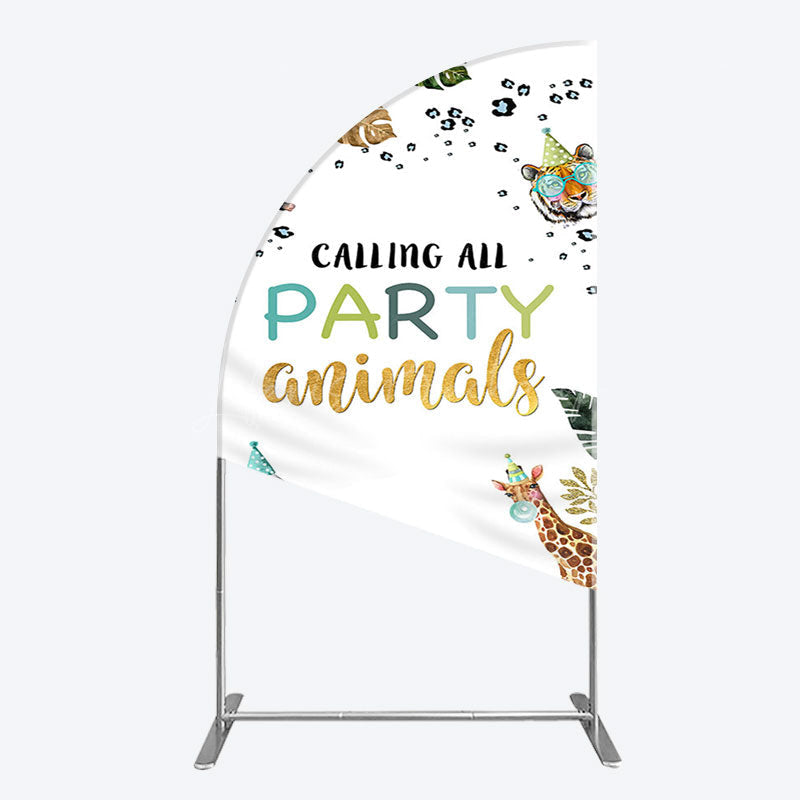 Lofaris Calling Party Animals Jungle Birthday Half Moon Arch Backdrop