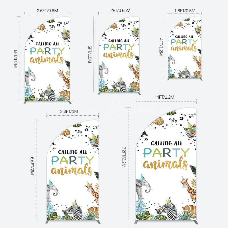 Lofaris Calling Party Animals Jungle Birthday Half Moon Arch Backdrop