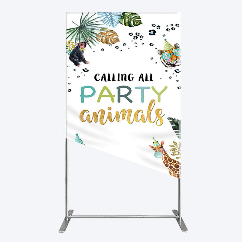 Lofaris Calling Party Animals Jungle Birthday Rectangle Backdrop