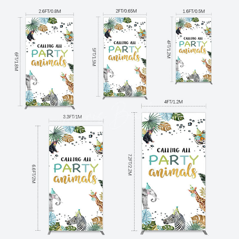 Lofaris Calling Party Animals Jungle Birthday Rectangle Backdrop