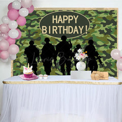 Lofaris Camouflage Soldier Happy Birthday Backdrop For Boy