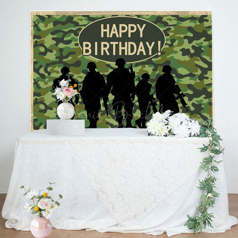 Lofaris Camouflage Soldier Happy Birthday Backdrop For Boy