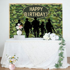 Lofaris Camouflage Soldier Happy Birthday Backdrop For Boy