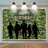 Lofaris Camouflage Soldier Happy Birthday Backdrop For Boy