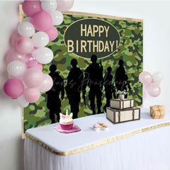 Lofaris Camouflage Soldier Happy Birthday Backdrop For Boy