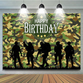 Lofaris Camouflage Soldier Silhouette Birthday Backdrop