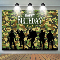 Lofaris Camouflage Soldier Silhouette Birthday Backdrop