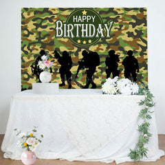 Lofaris Camouflage Soldier Silhouette Birthday Backdrop
