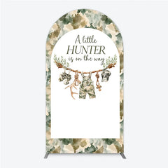 Lofaris Camouflage Woodland Hunter Baby Shower Round Top Arch Backdrop A Little is on the Way Decor
