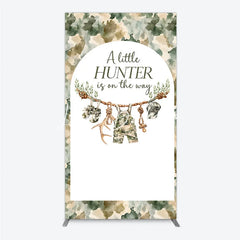 Lofaris Camouflage Woodland Hunter Theme Baby Shower Rectangle Arch Backdrop featuring Overalls and Antlers Decor