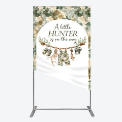 Lofaris Camouflage Woodland Hunter Theme Baby Shower Rectangle Arch Backdrop featuring Overalls and Antlers Decor