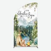 Lofaris Camping Adventure Begin Bear Baby Shower Half Moon Arch Backdrop