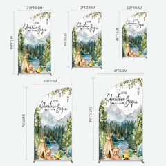 Lofaris Camping Adventure Begin Bear Baby Shower Half Moon Arch Backdrop