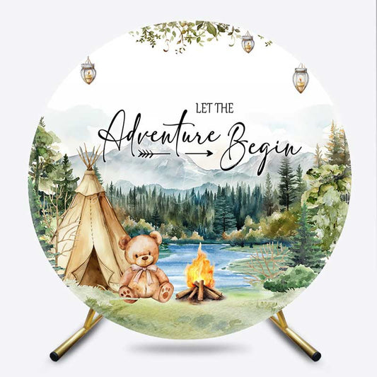 Lofaris Camping Adventure Begin Bear Round Baby Shower Cover