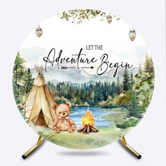 Lofaris Camping Adventure Begin Bear Round Baby Shower Cover