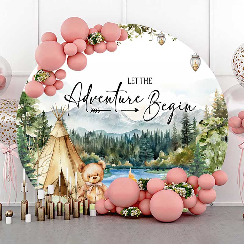 Lofaris Camping Adventure Begin Bear Round Baby Shower Cover