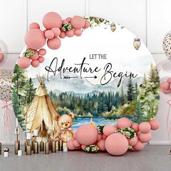 Lofaris Camping Adventure Begin Bear Round Baby Shower Cover