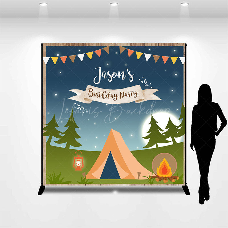 Lofaris Camping Night Jungle Flags Custom Birthday Backdrop