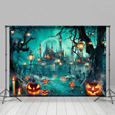 Lofaris Candle Light Pumpkin Villa Halloween Night Backdrop