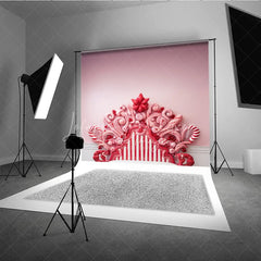 Lofaris Candy Cane Headboard Backdrop Pink Peppermint Background for Girl Sweet Winter Holiday Party Decoration