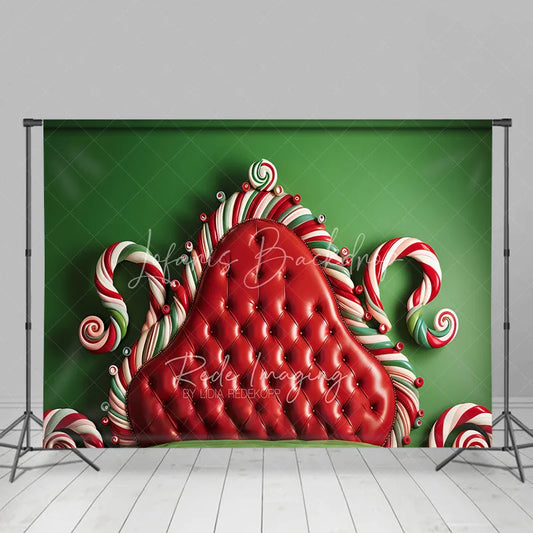 Lofaris Candy Cane Headboard Christmas Backdrop Red Tufted Bed Background Whimsical Sweet Winter Holiday Party Decoration