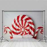 Lofaris Candy Cane Headboard Photography Backdrop Red and White Swirl Lollipop Bed Christmas Candyland Photo Prop