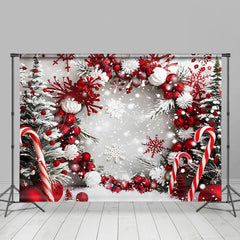 Lofaris Candy Cane Snowflakes Christmas Photography Backdrop