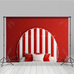 Lofaris Candy Cane Stripe Headboard Photography Backdrop Red and White Christmas Bed Holiday Candyland Studio Photo Prop